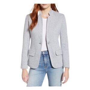 Light Gray Women's Single-Button Collarless Blazer